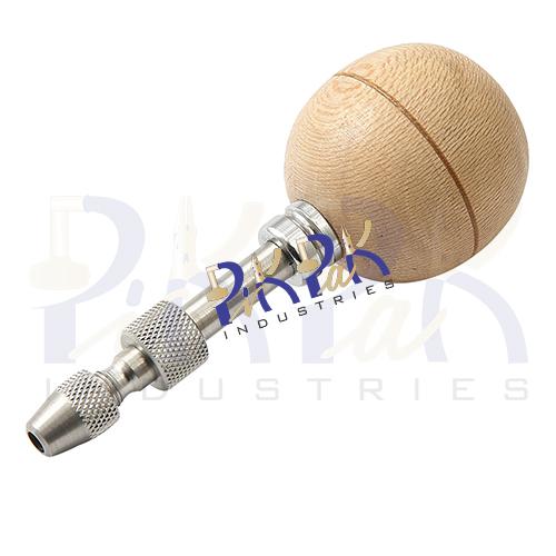 Pin Vise with Round Wooden Handle.